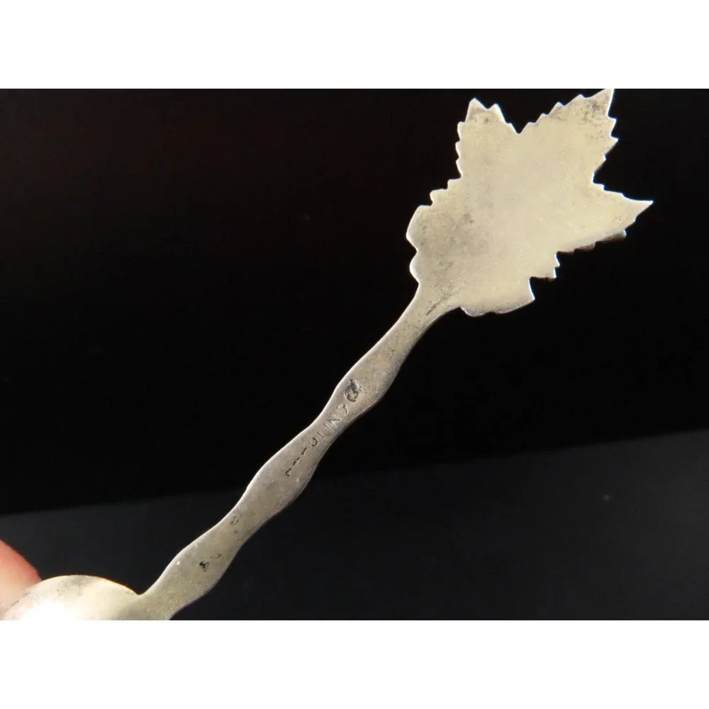 VTG Sterling Silver KEEWATIN FLOUR MILLS Canada MAPLE LEAF ENAMEL TOP TJM MARK
